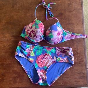 Aerie floral blue bikini set